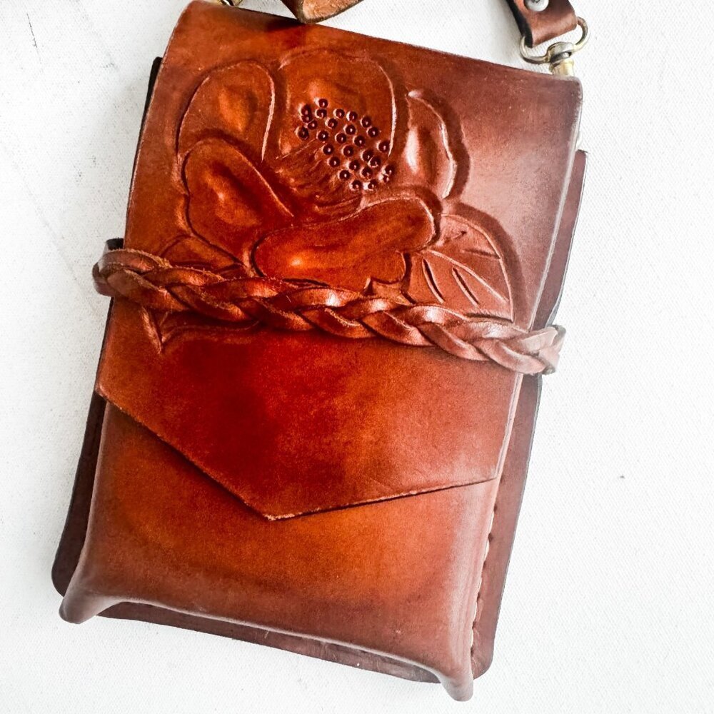 Vintage Hand Tooled Floral Mini Bag - Picture 2 of 7